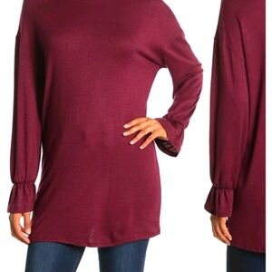 Nordstrom VELVET TORCH long sleeve ruffle sweater NWT